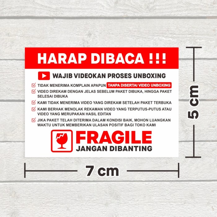 

MilL Label Sticker Wajib Video Unboxing 7 x 5 cm (1 Roll Isi 500 Pcs)