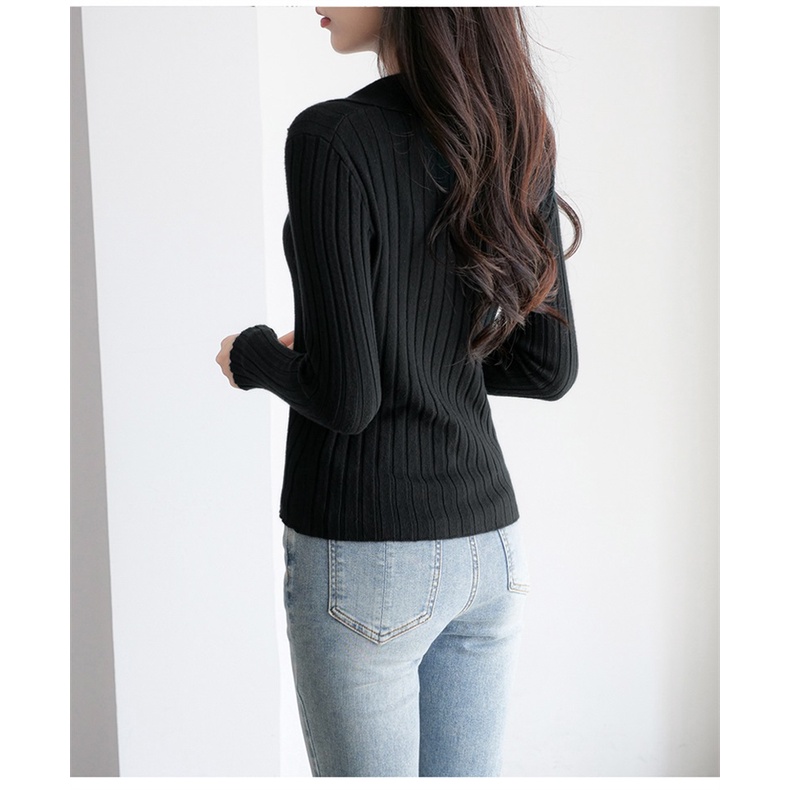 【Elegant】Casual Long Sleeve T-shirts V-Neck 7217