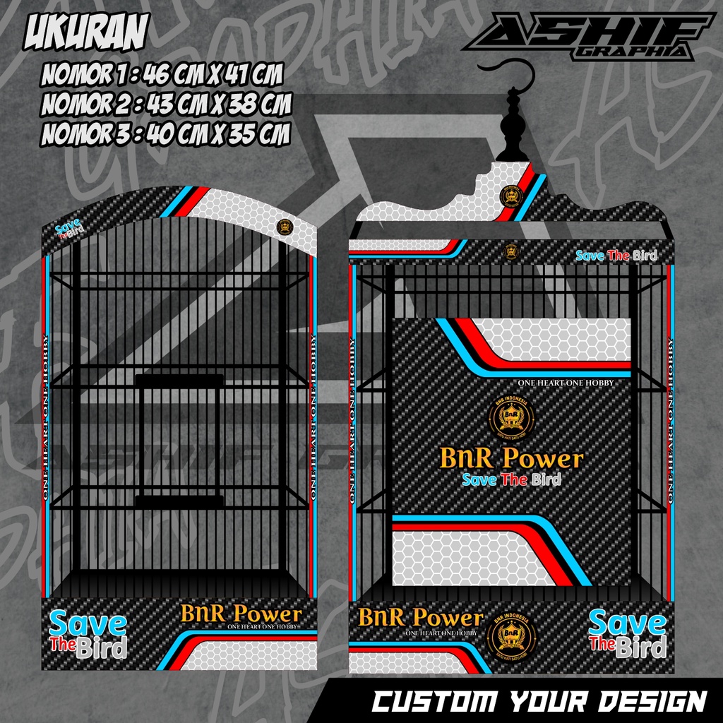 STIKER SANGKAR KOTAK BNR POWER EDITION BISA CUSTOM NO 123