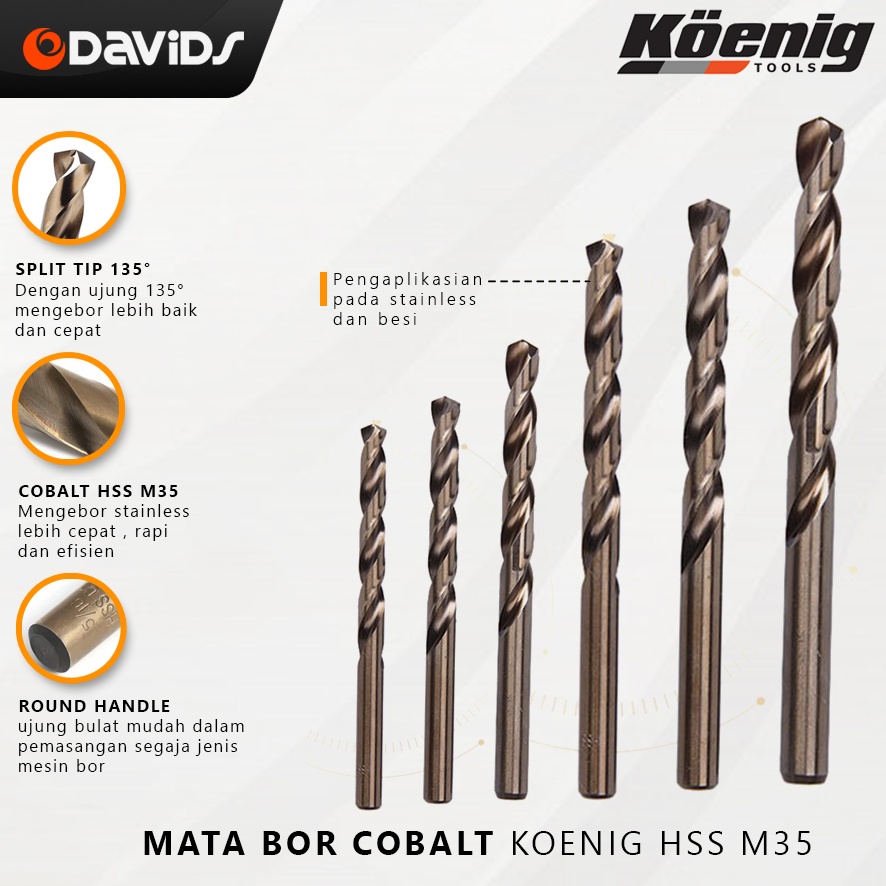 Mata Bor Besi Baja Keras Ori Stainless Steel Hss Titanium Koenig 12mm