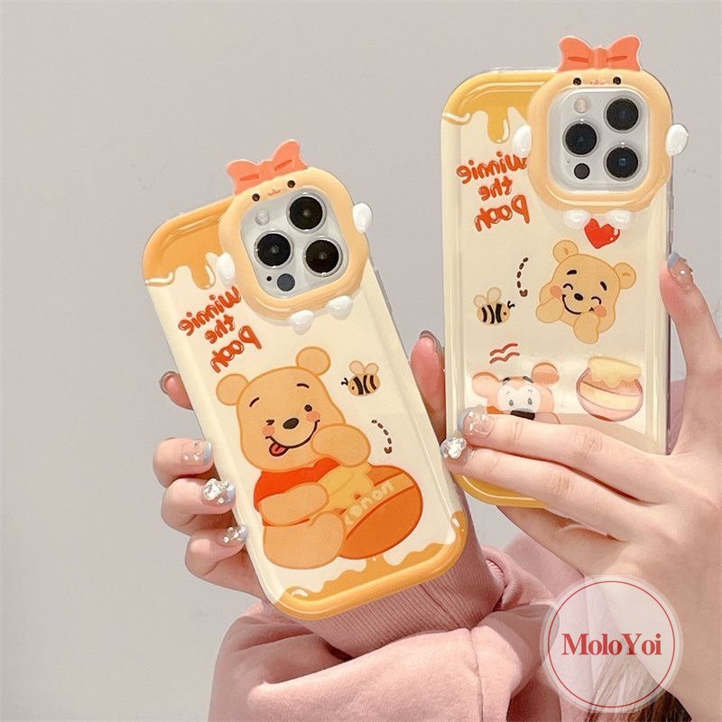 Soft Case Motif Kartun Winnie the Pooh 3D Untuk iPhone 11 13 12 14 Pro MAX 7 8 6 6S 14 Plus XR X XS MAX SE 7plus