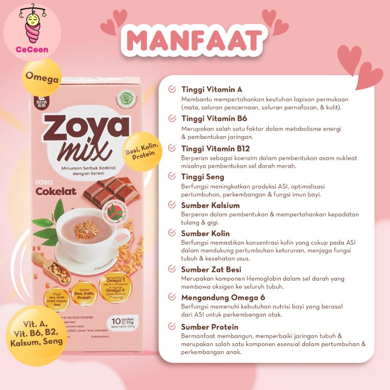 Sereal Kedelai Mama Bear Mamabear ZoyaMix Zoya Mix Coklat Cokelat