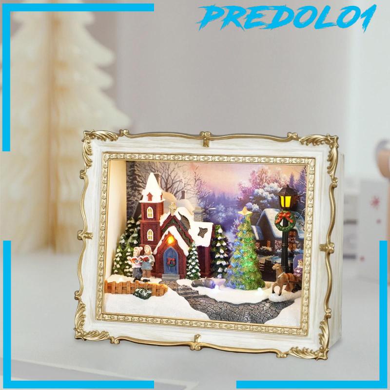 Predolo1 Mainan Miniatur Rumah Boneka Tema Natal Tenaga Baterai Untuk Dekorasi
