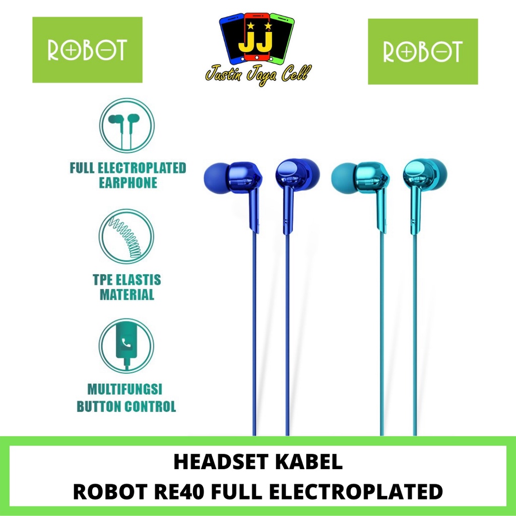 HEADSET ROBOT RE40 FULL ELETROPLATED EARPHONE ORIGINAL