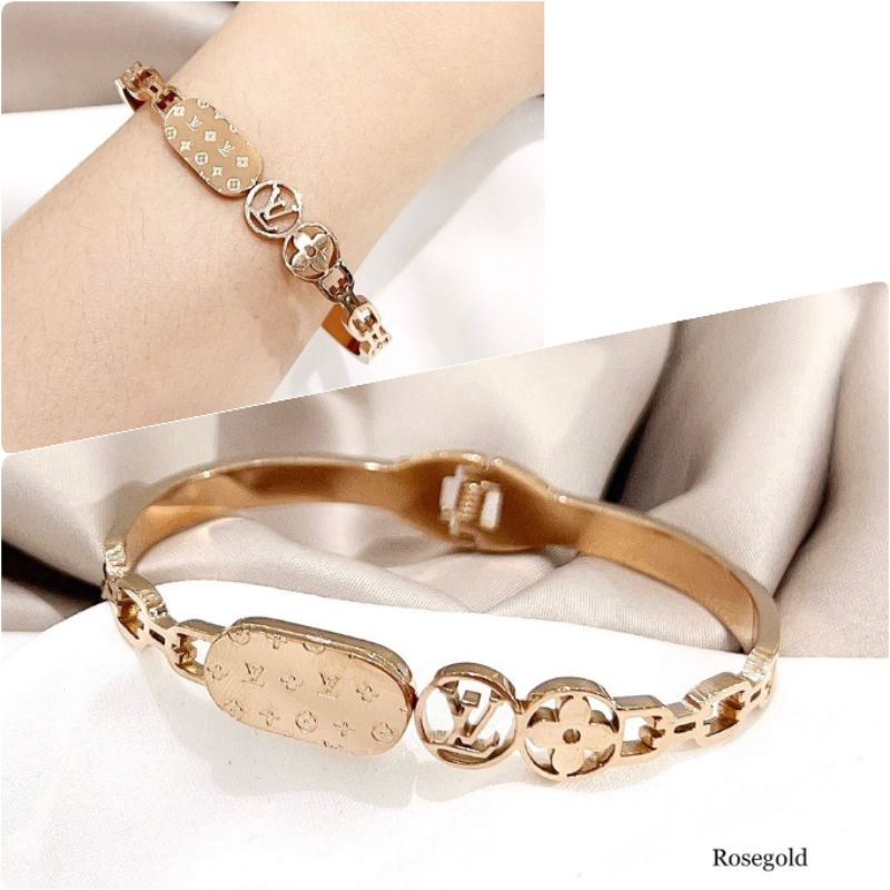 Gelang Titanium Asli Rosegold motif elv Premium Quality Anti karat anti alergi Gelang Brandad Band Gelang Stainless steel Anti karat anti alergi GS07
