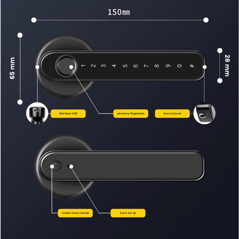 【IKONE】ZOTA Digital Home Smart Door Lock handle kunci pintu rumah electronic fingerprint sidik jari digital code security electronic lock gagang pintung elektronik digital gagang pintu rumah kamar safety lock