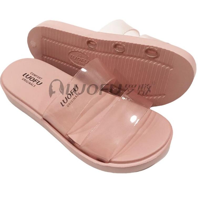 Sendal slop ban2 Luofu transparan nyaman,sandal karet wanita Luofu E7199A01T-B2 9C2
