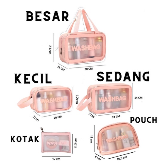 Tas Kosmetik Transparant Wash Bag  Waterproof Travel Make Up Bag