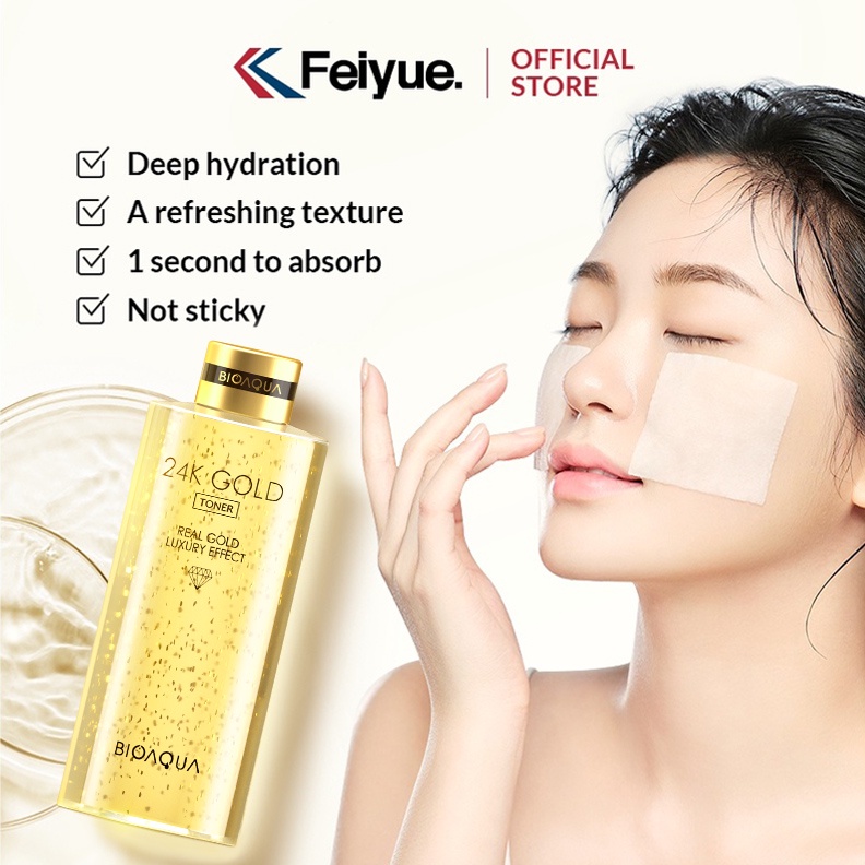 【BPOM】Feiyue BIOAQUA 24K Gold hydrating Toner Anti-aging Refreshing oil sensitive muscles can be used to moisturize and beautify skin Moisturizing Melembabkan 100ml/300ml