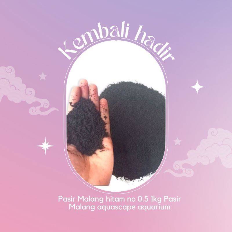 Pasir Malang hitam no 0.5 1kg super halus Pasir Malang aquascape aquarium(siappakai)
