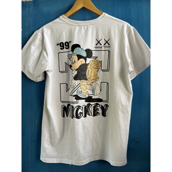 Baju Kaos Off White Micky Mouse Collab KAWS Original Second