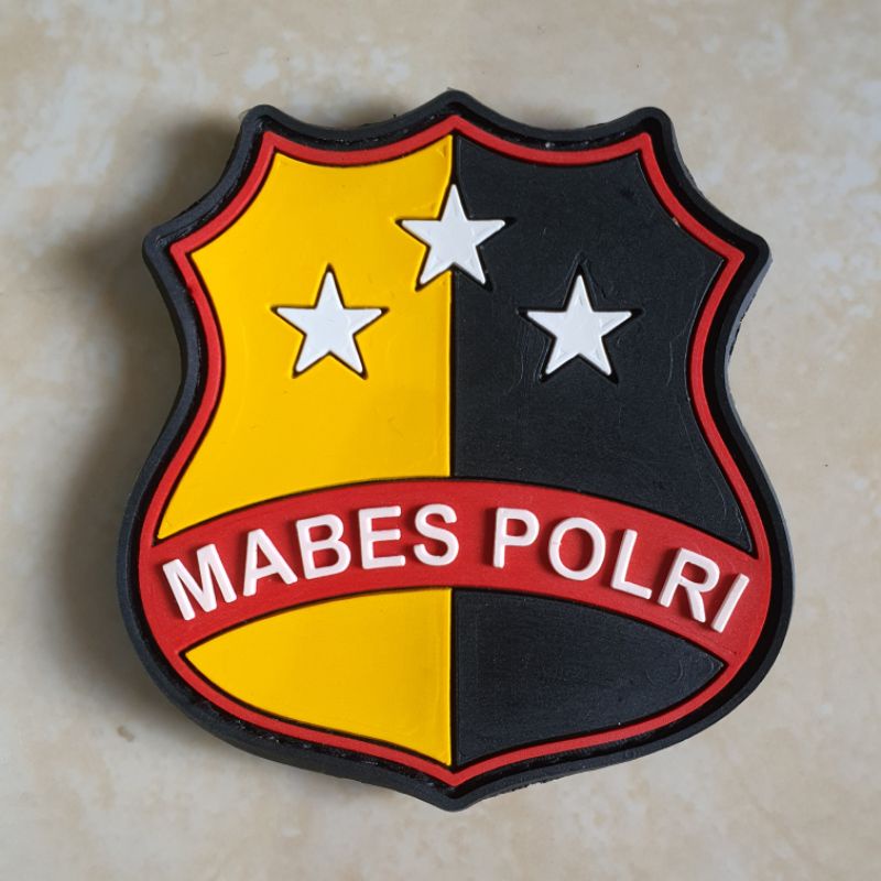 patch rubber logo mabes polri / polisi / police / tempelan emblem karet velcro