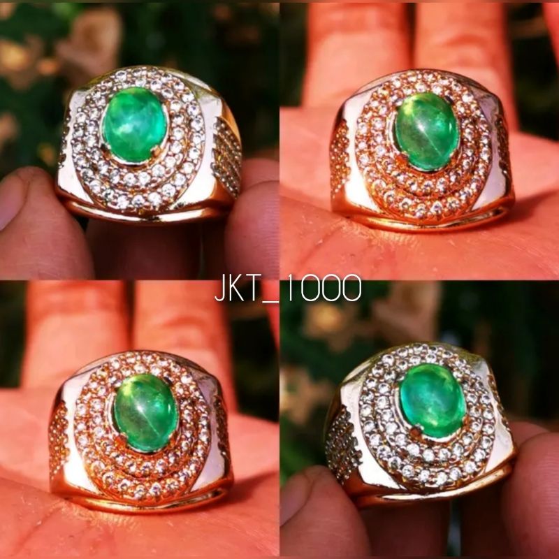 Natural Cincin Batu Permata Emerald Beryl Minor Crystal