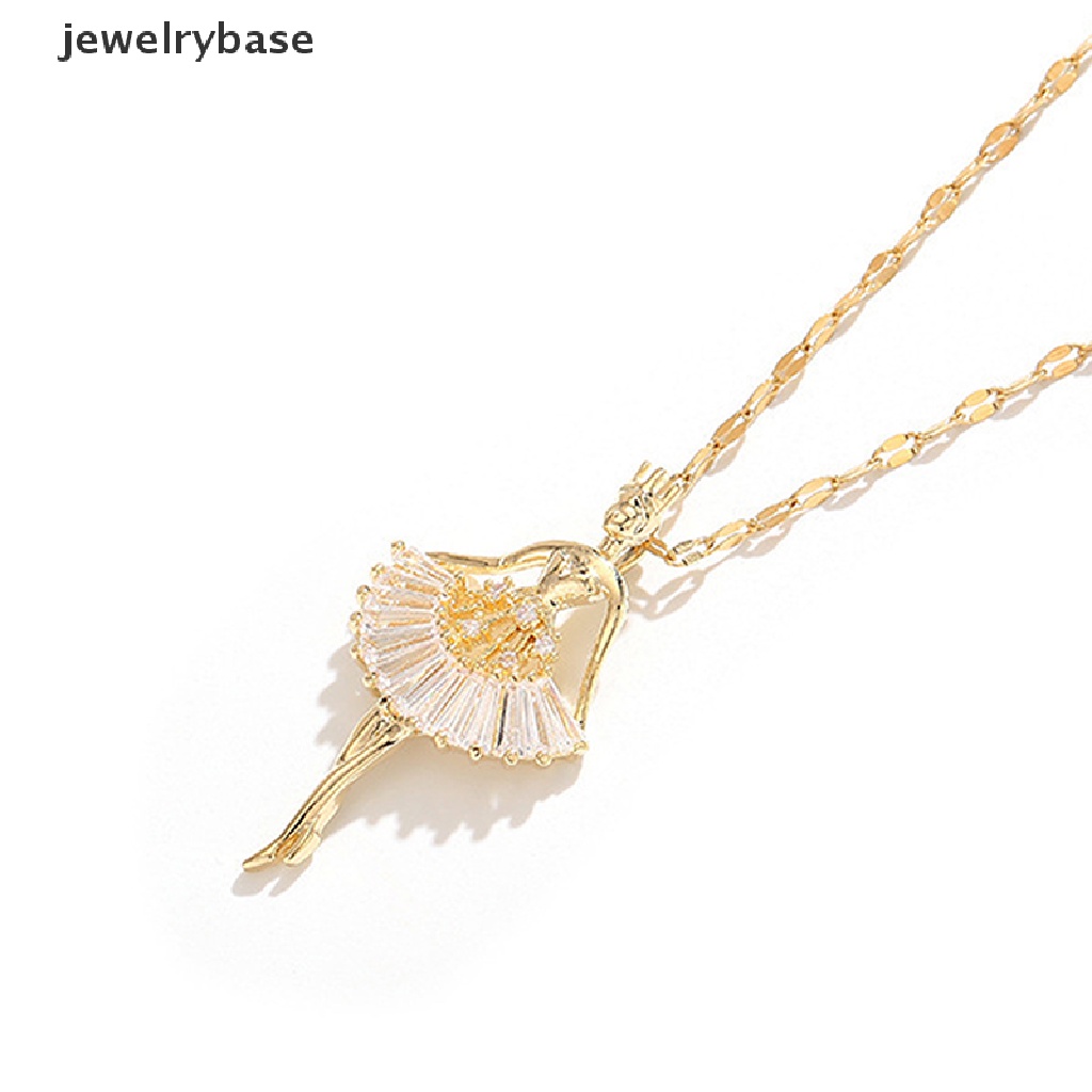 Kalung Dengan Liontin Ballerina Aksen Kristal Zircon Untuk Wanita