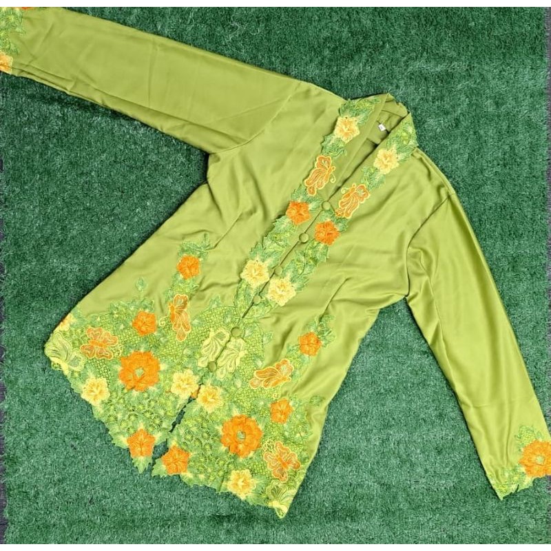 Kebaya Katun Modern Hijau Daun Lengan Panjang