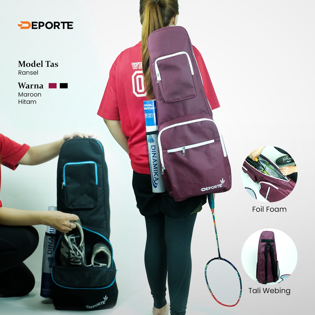 Deporte Tas Bulutangkis Badminton Ransel 4 - 8 Raket Multifungsi Bahan Tebal Lapisan Busa Foamfoil Thermal