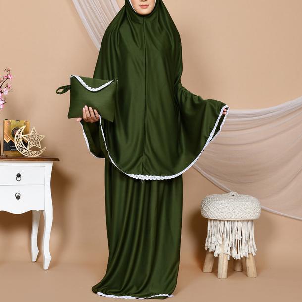 Mukena Siti Khadijah Signature Aluna - Ash Green - Abu-abu