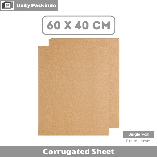 

Lembaran Kardus/Dus/CardBoard/Papper/Corrugated/Sheet Ukuran 60X40 Cm E Flute Tebal 2Mm