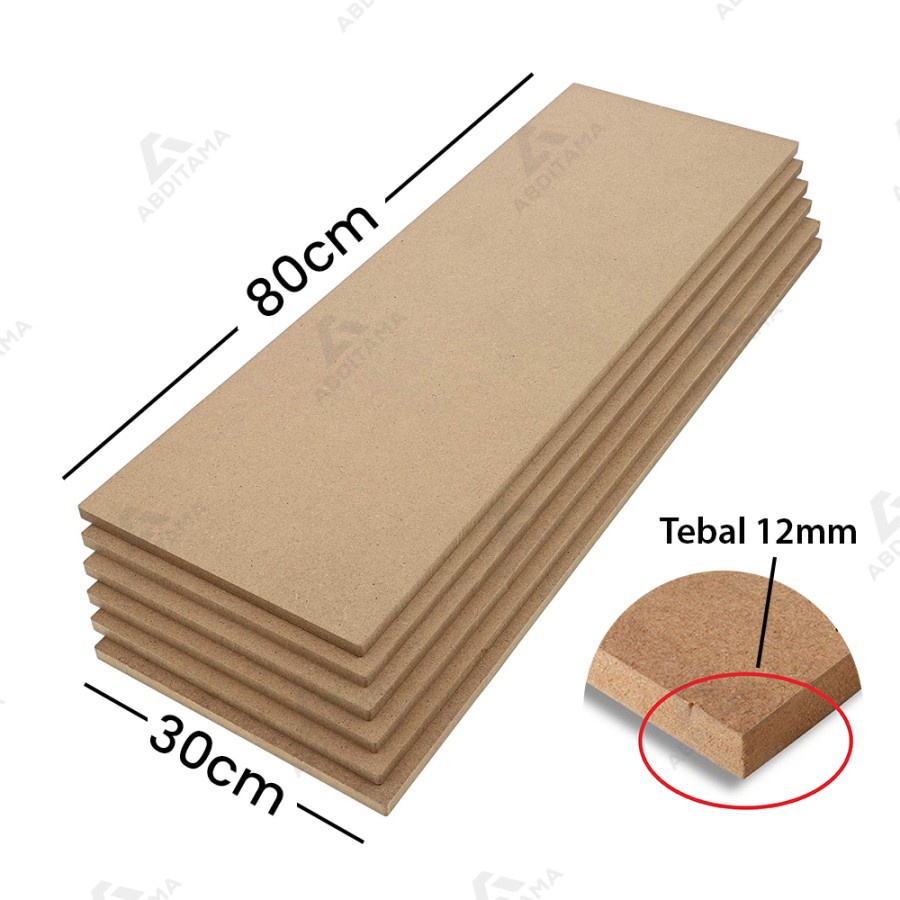 Papan MDF kuat awet tebal 12mm dan 15mm 30x80cm