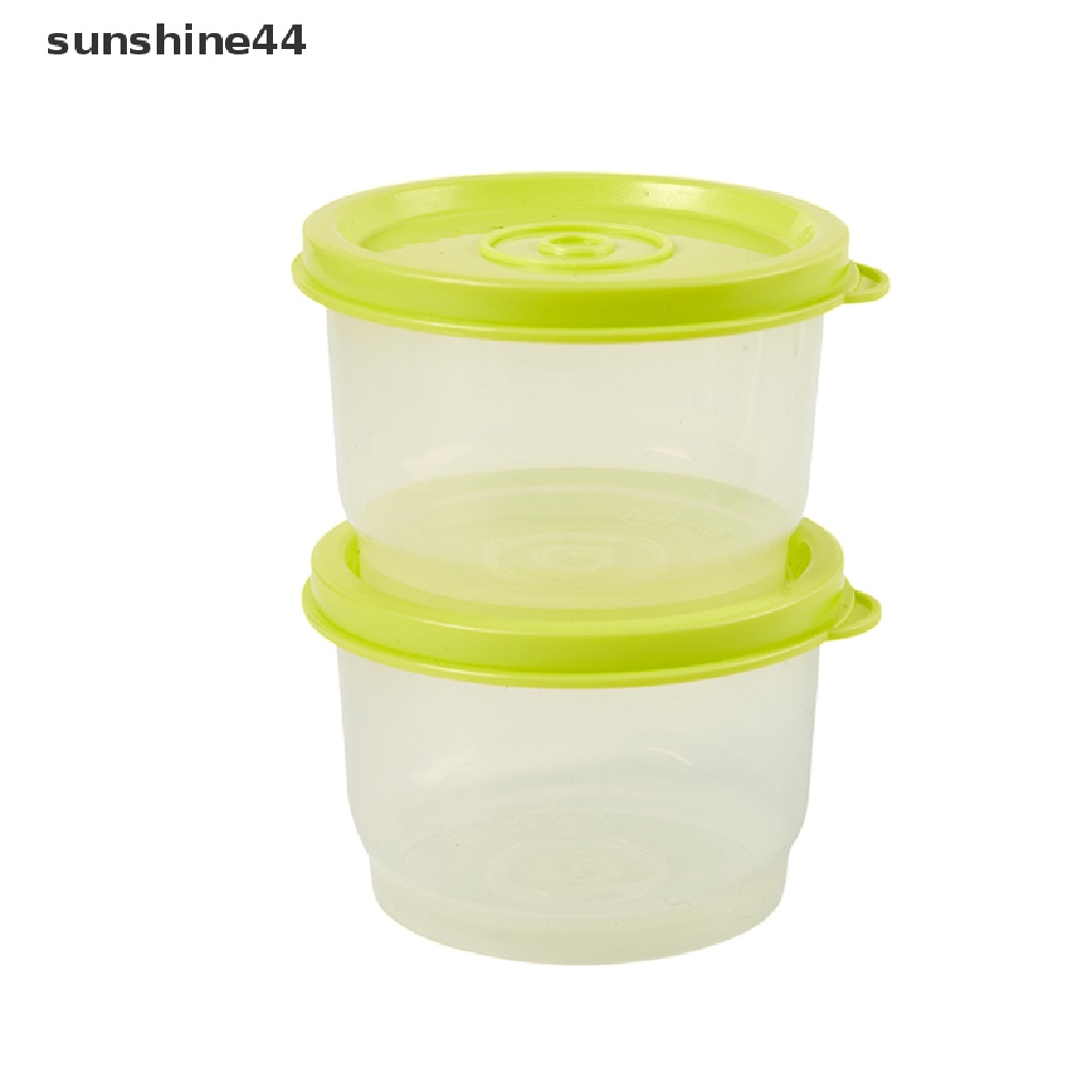 Sunshine Wadah Penyimpanan Makanan Bentuk Bulat Bahan Plastik Bening Ukuran 160ml Dengan Tutup