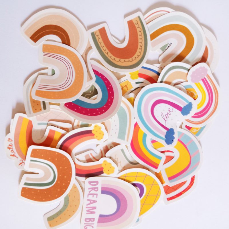 

S12 32 PCS stiker aesthetic pelangi | sticker journal | stiker lucu murah scrapbook