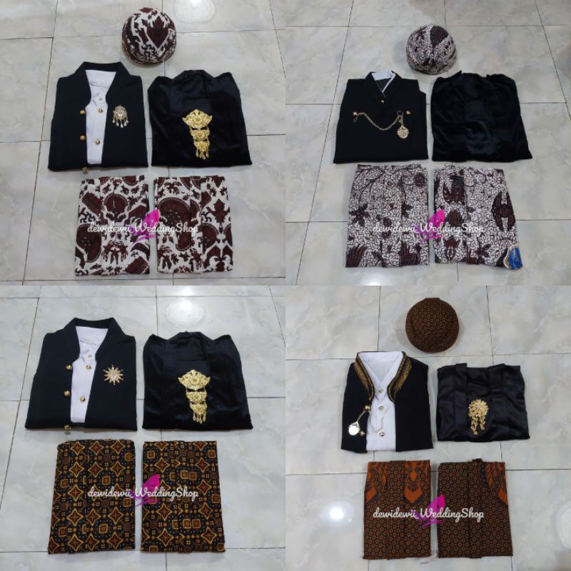 Set Prewed Baju Adat Jawa - Banyak Pilihan Model / Nuansa Hitam - Motif Lengkap