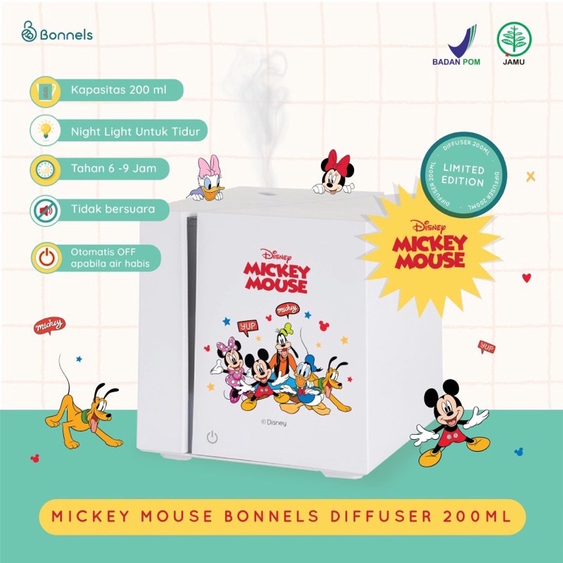 BONNELS DIFFUSER DISNEY MICKEY MOUSE 200 ml - ULTRASONIC DIFFUSER - SILENT TECHNOLOGY