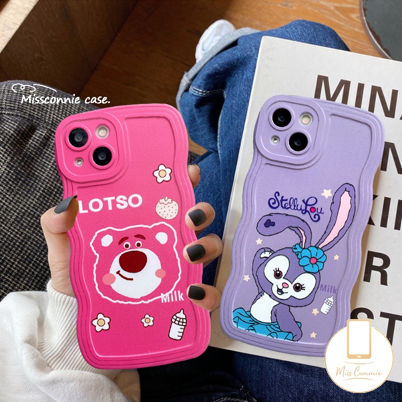 Redmi9 12C 10 9T 10A 10C 9A 9C NFC A1 A1+PO CO M3 X3 NFC Pro Redmi Note10 11Pro+8 9 Note 11 10 Pro Max 9Pro Note 11s 10s 9s Wavy Edge Cute Strawberry Bear Stellalou Soft Case/Sarung Koper StellaLou