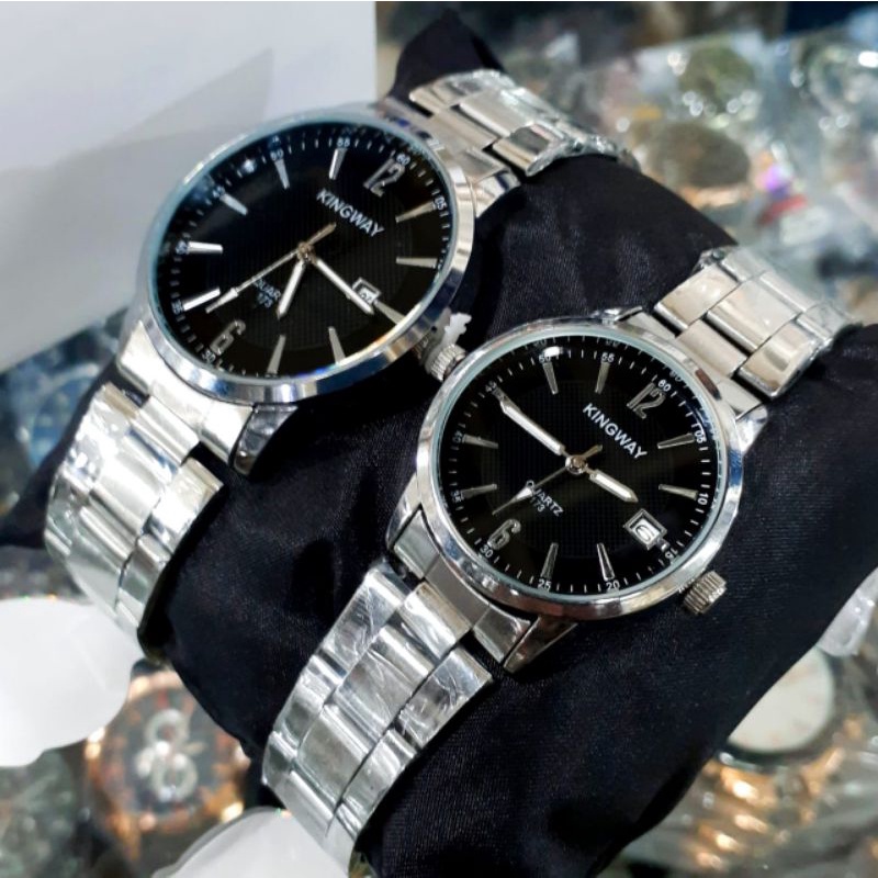 Jam Tangan Couple Pria Wanita Kingway Original Tanggal Aktif | Water Resistant (Bisa Satuan)  JAM Tangan Pria Anti Air Strap Rantai Stainlees Steel / JAM Tangan Kasual Wanita Mewah Elegan Sporty Water Resistant COD JAM Tangan Pria Dan Wanita Tahan Air