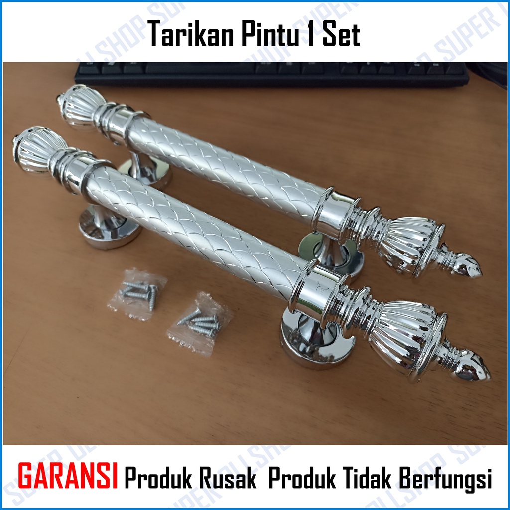 Handle Pintu Rumah Set Kunci Panjang 35 cm / Gagang Pegangan Pintu Rumah Kupu Tarung / Tarikan Pintu Rumah Sisik Naga + Body Pelor