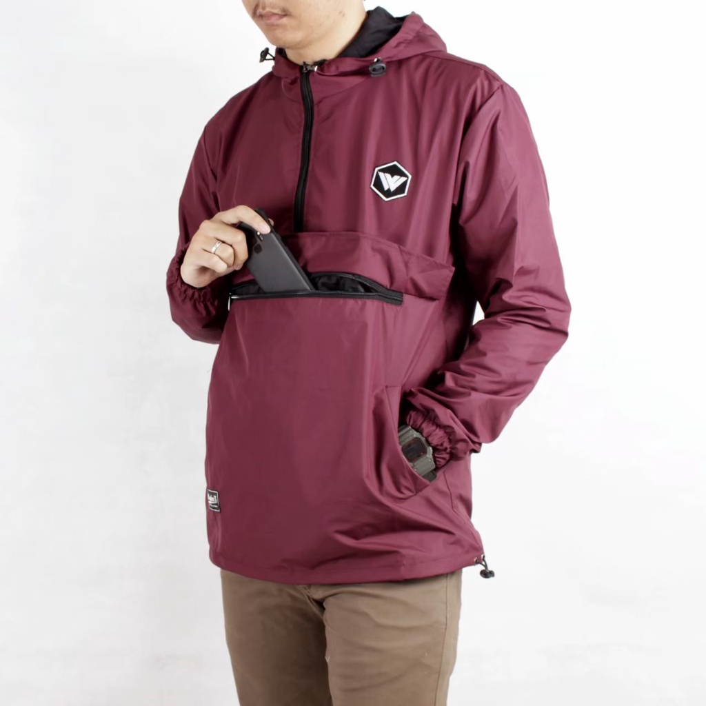 AKN - JAKET CAGOULE PRIA LOGO ORIGINAL WANGKERS SIMPLE SEMI WATERPROOF ANTI AIR TERLARIS