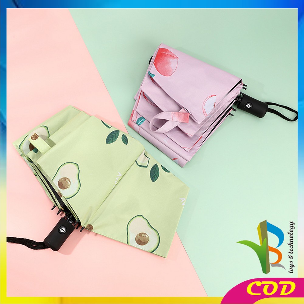 RB-C409 Payung Lipat Otomatis Motif Lucu / Payung Otomatis Buka Tutup Anti UV Hujan atau Panas / Payung Tabir Surya Payung Otomatis Import