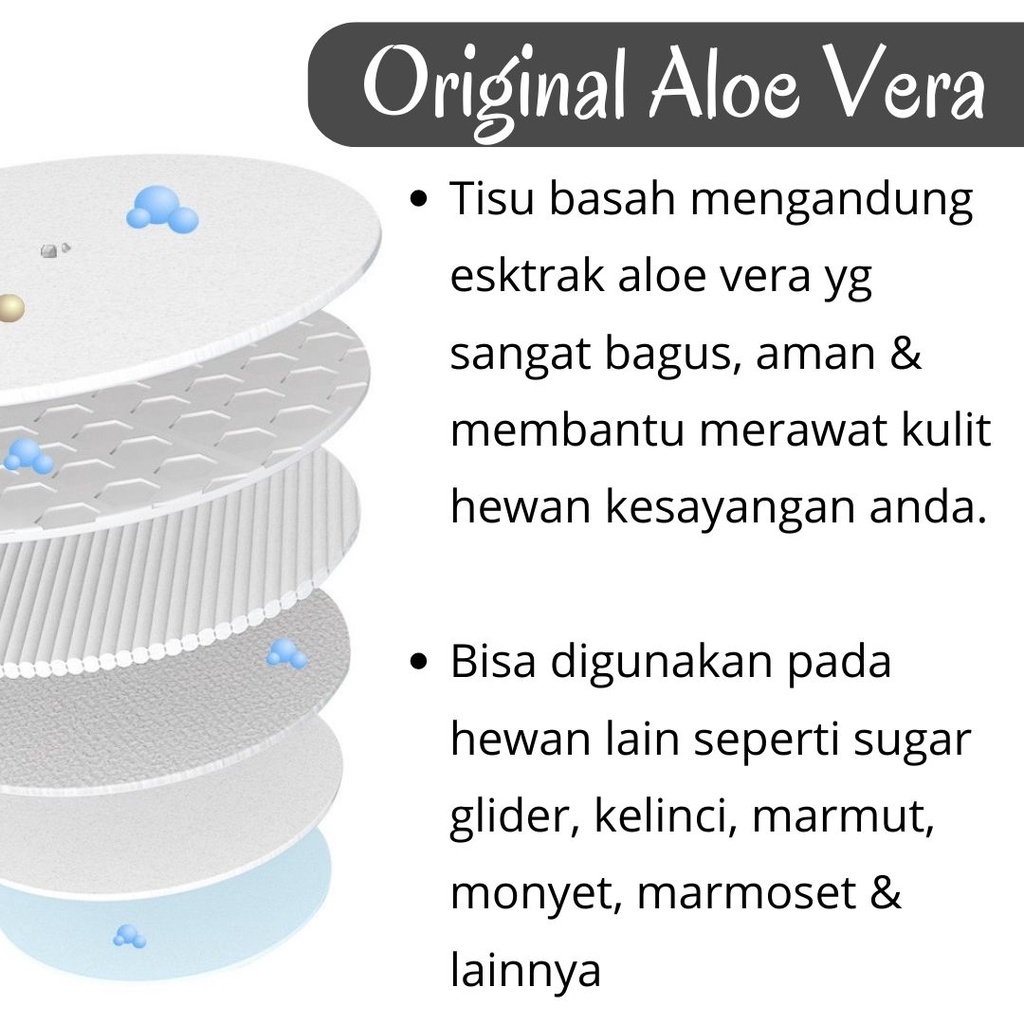 Tissue Tisu Basah Kucing Pet Wipes Aloe VeraTisu Basah Pembersih Kotoran FEZONE