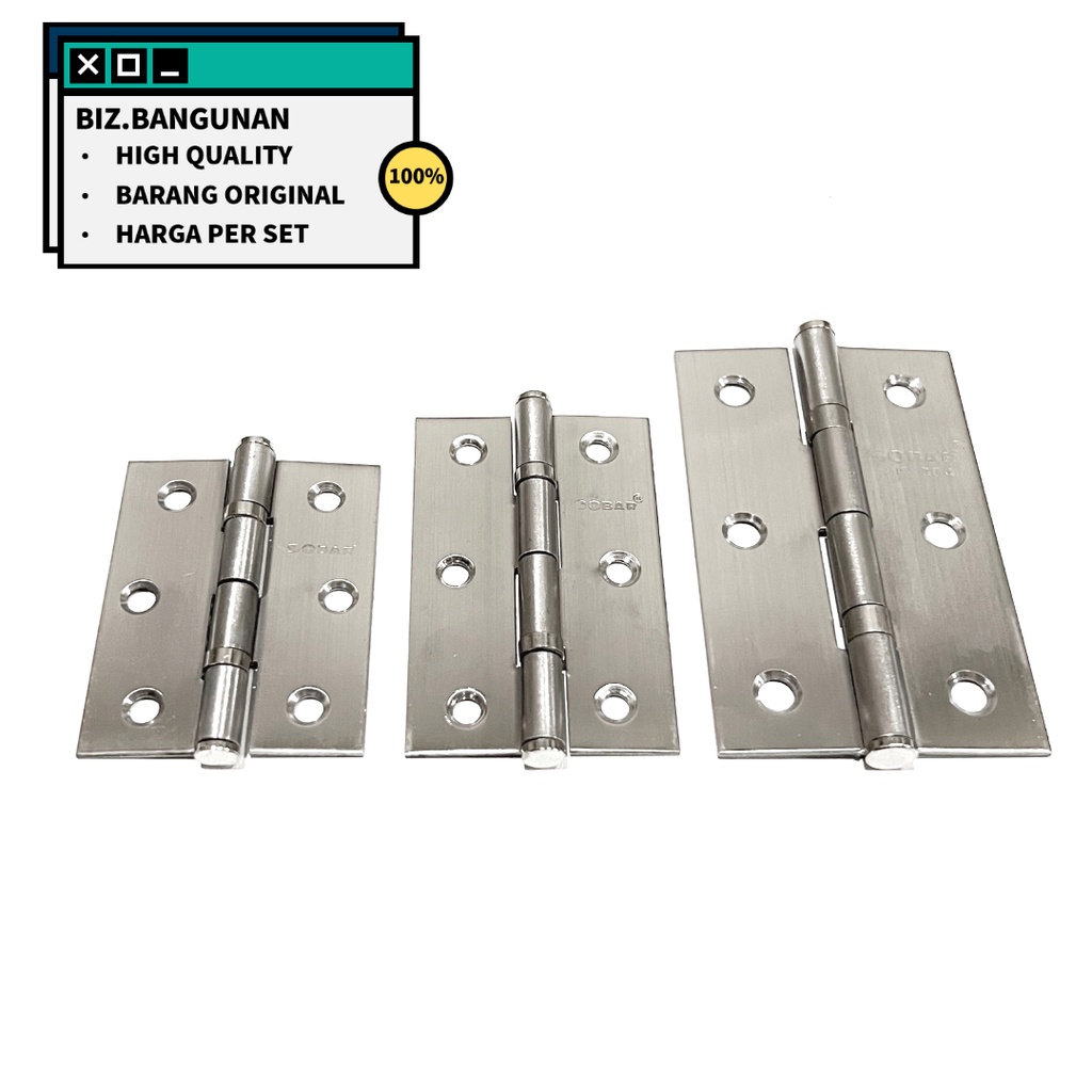 ENGSEL TIPIS STAINLESS SOBAR 2&quot; - PINTU LEMARI PETI KOTAK