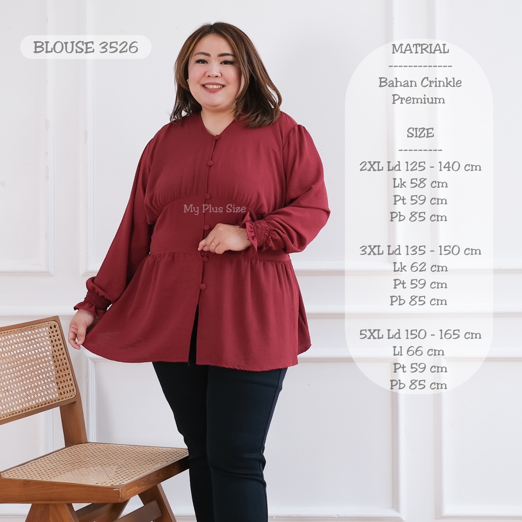 Blouse Wanita Super Jumbo 3526, Ld 125, 135 &amp; 150 cm