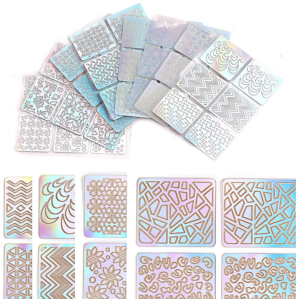 24Pcs Nail Art Transfer Stiker Decal Stencil French Manicure Stamps