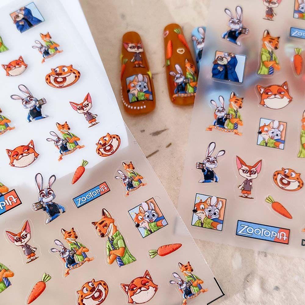 Mxbeauty Kartun Stiker Kuku Lucu Perekat Diri Kucing Hewan Manicure Aksesoris Bugs Bunny Nail Art Dekorasi