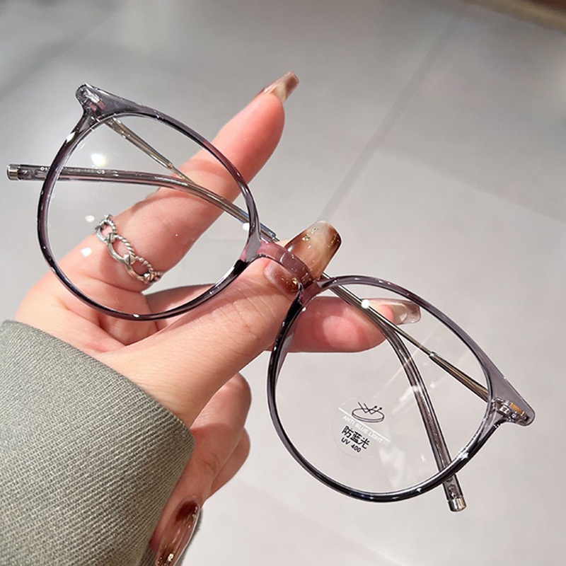 Kacamata Lensa Pengganti Anti Blue Light Gaya Retro Untuk Wanita