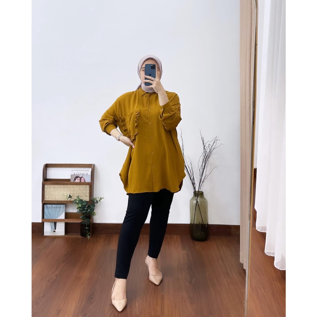 (MGA) KEMEJA KRISNA OVERSIZE BLOUSE CRINCLE AIRFLOW ATASAN WANITA