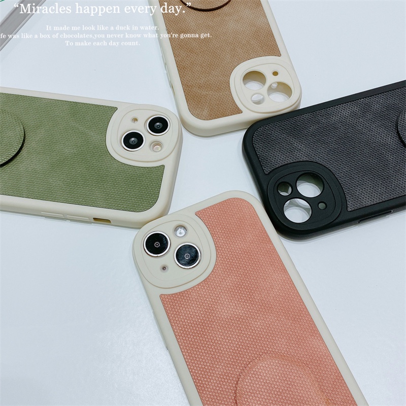 Soft Case Bahan Kulit TPU Anti Sidik Jari Dengan Bracket Magnetik Untuk IPhone 14 13 12 Pro Max I11