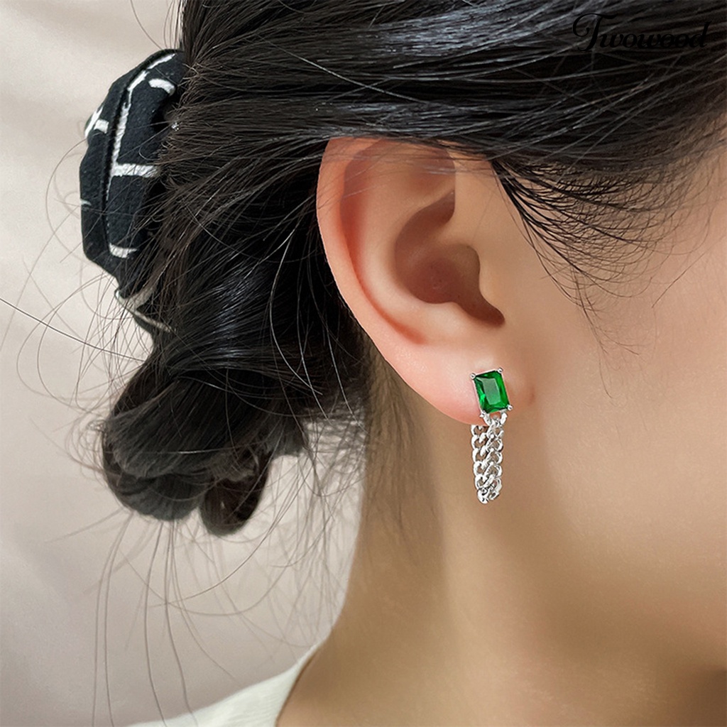 1 Pc Anting Menjuntai Bentuk Kubus Bahan Zirconia Gaya Korea Untuk Hadiah Ulang Tahun