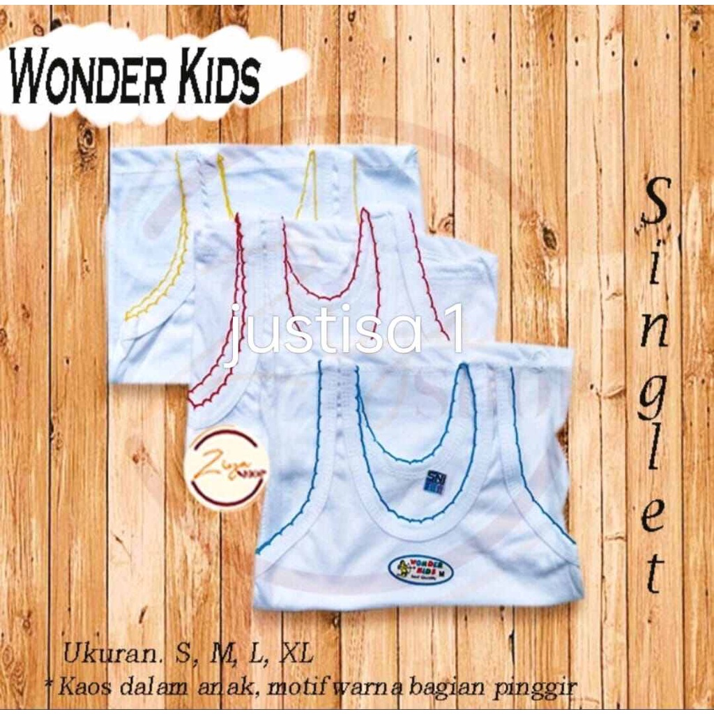 GROSIR 6PCS SINGLET LIST BAYI WONDER KIDS KAOS DALAM BAYI SUPER SOFT COTTON SINGLET BALITA