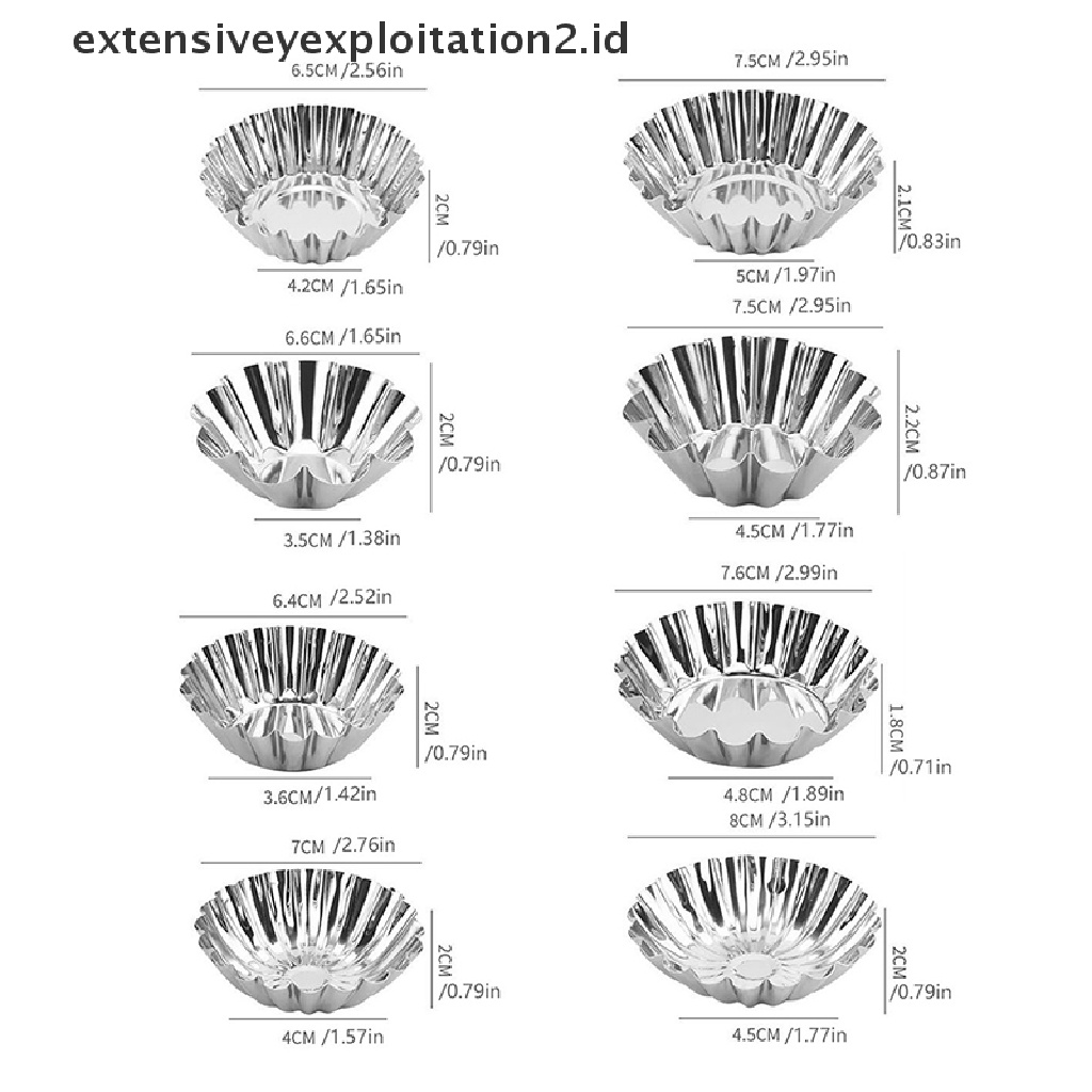 10pcs Cetakan Kue Tart Mini Bahan Stainless Steel