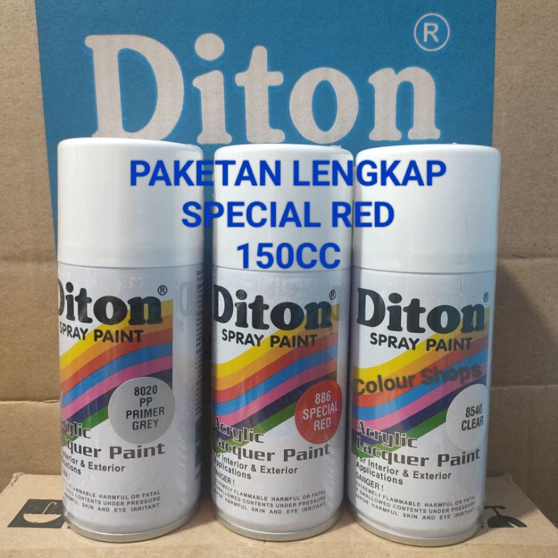 Pilok Cat Diton Special Red 886 Primer Grey Epoxy 8020 Clear 8540 Paketan Merah Cerah 3 pcs 150cc Pilox Cat Semprot Diton Spray Paint