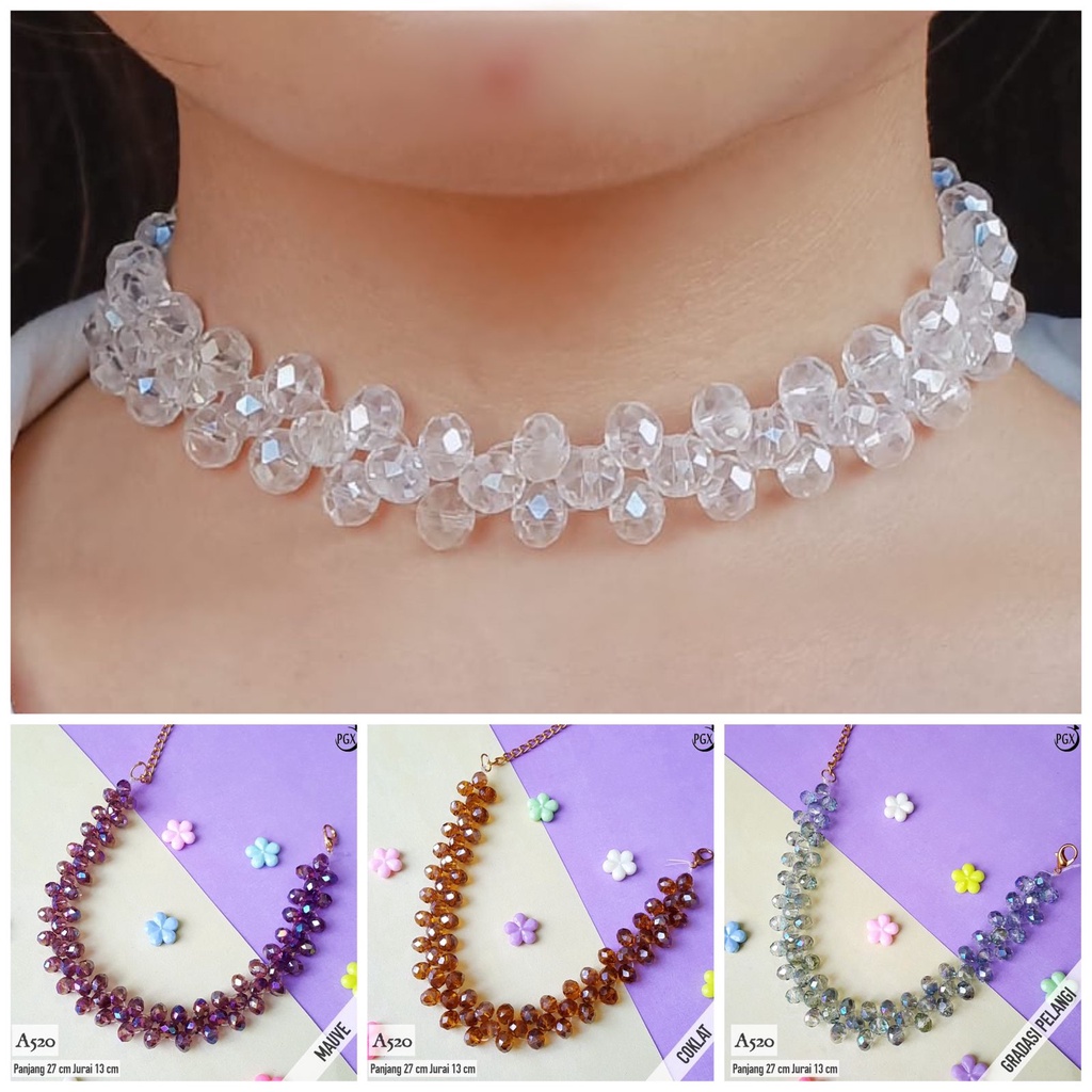 PGX Kalung Wanita Kristal Choker Aksesoris Wanita A520