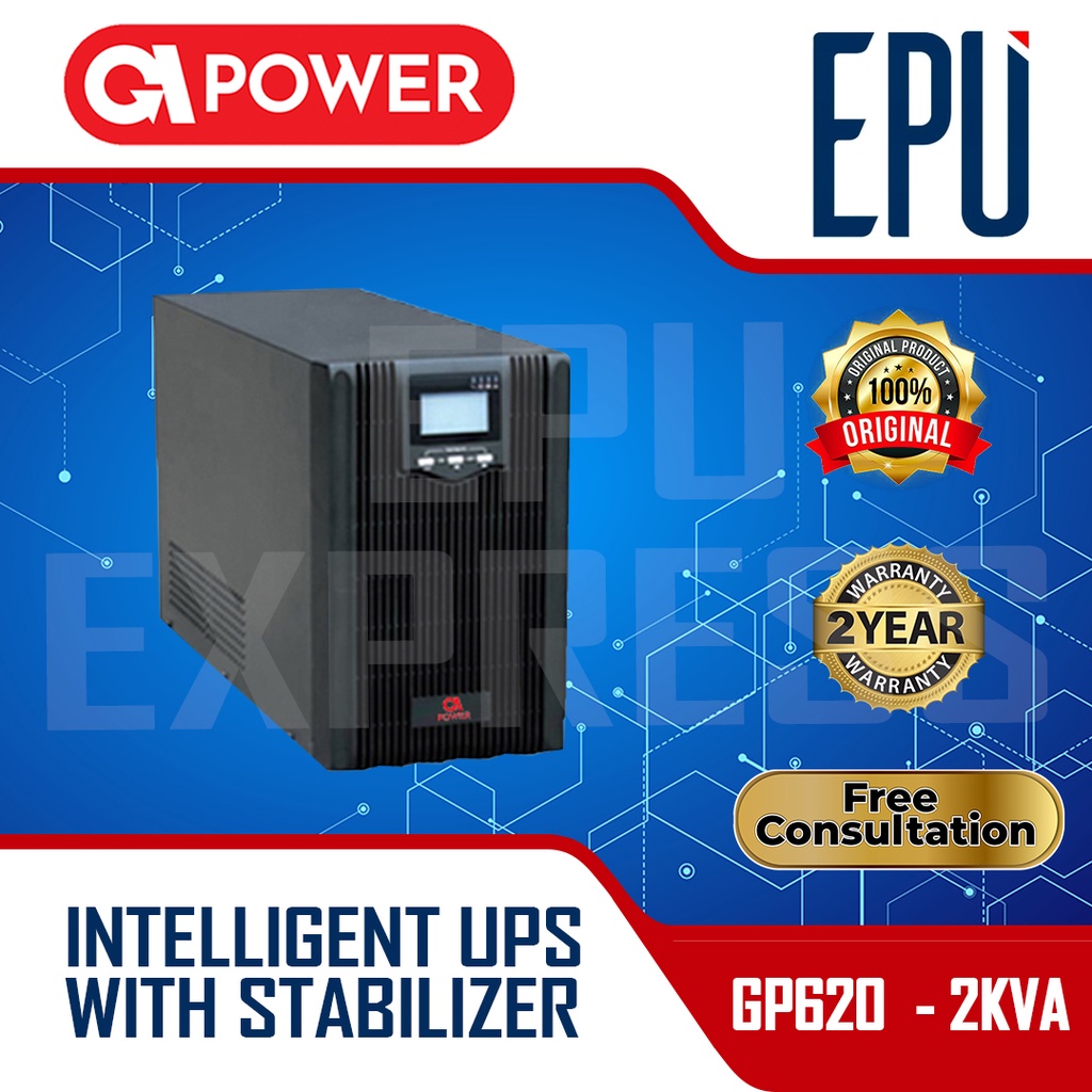 UPS GPOWER GP620 - 2kva 1600 Watt + AVR Stabilizer UPS LCD 2000va