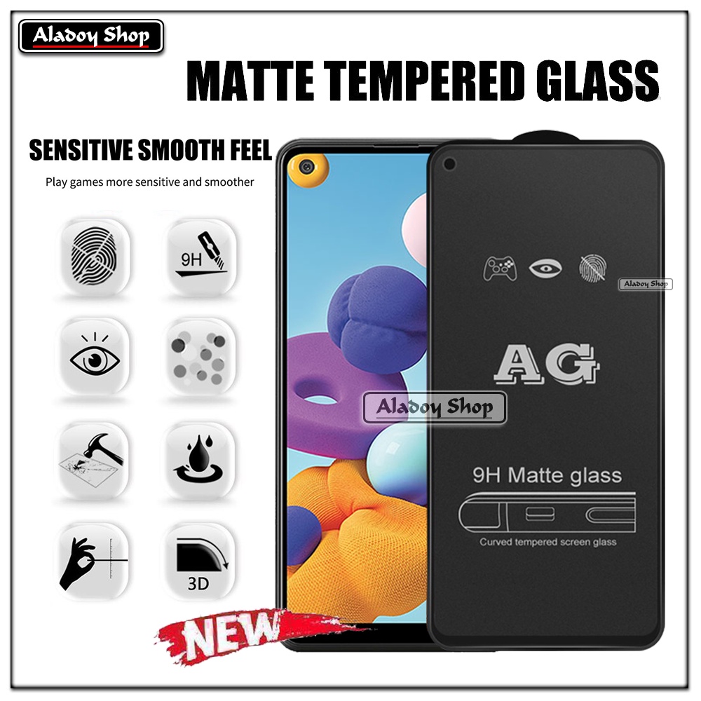 Samsung A21 PAKET 2IN1 Tempered Glass Matte Anti Glare Full Layar dan Tempered Glass Kamera