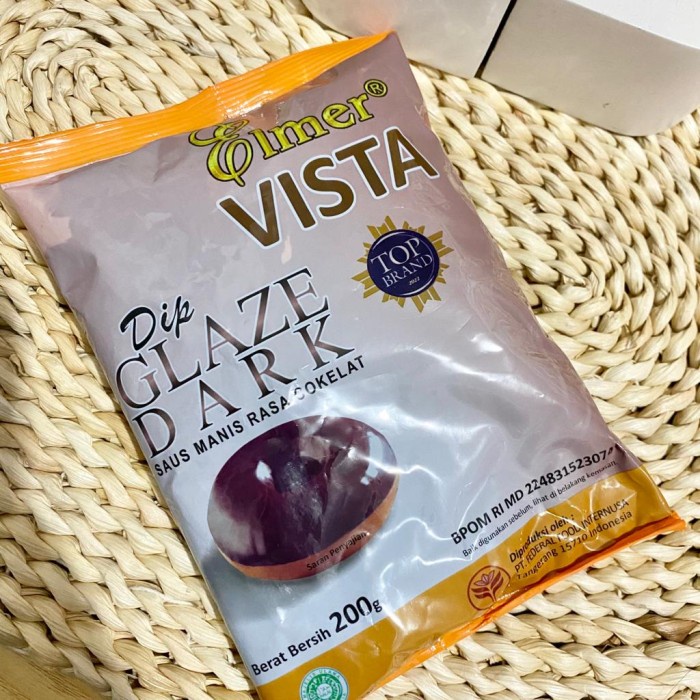 SAUS SELAI COKLAT DONAT - ELMER VISTA DARK CHOCOLATE GLAZE DIP 200 GR