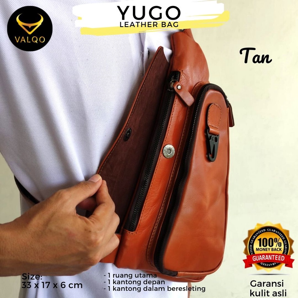 [VALQO] YUGO Tas Kulit Sapi Pria Selempang Slingbag