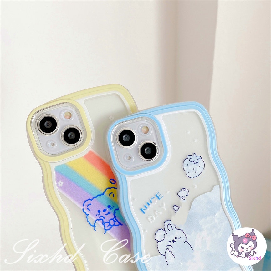 OPPO A78 A57 A77s A76 A96 A55 A16K A15 A16 A74 A54 A53 A33 A32 A31 A9 A5 A5s Reno 8T 8Z 7Z 6Z 5Z 5 A95 A94 A93 A92 A77 A52 F9 Wave Edge Cute Rainbow Cartoon Bear Phone Case Soft Cover